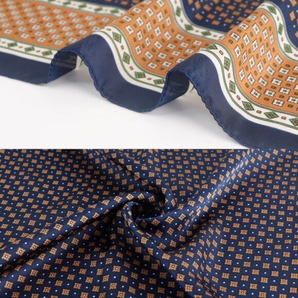 ⚡Men A-Navy Necktie 27.5 Inches Cowboy Scarves Pocket Square Silk Bandanas - Picture 8 of 8